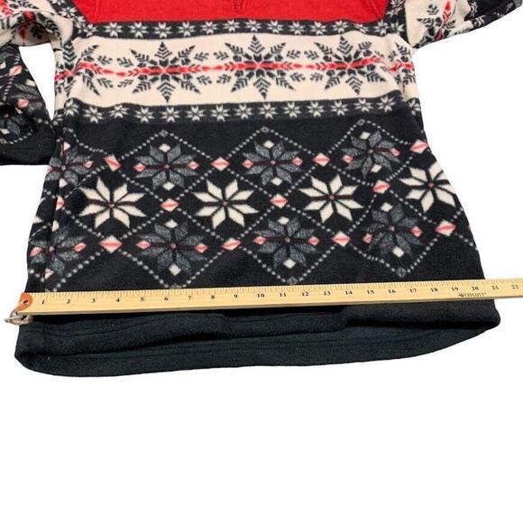 Jennifer Moore Activewear 1/4 Zip Snowflake Red Black Fleece Pullover Sweater Si - Picture 7 of 7